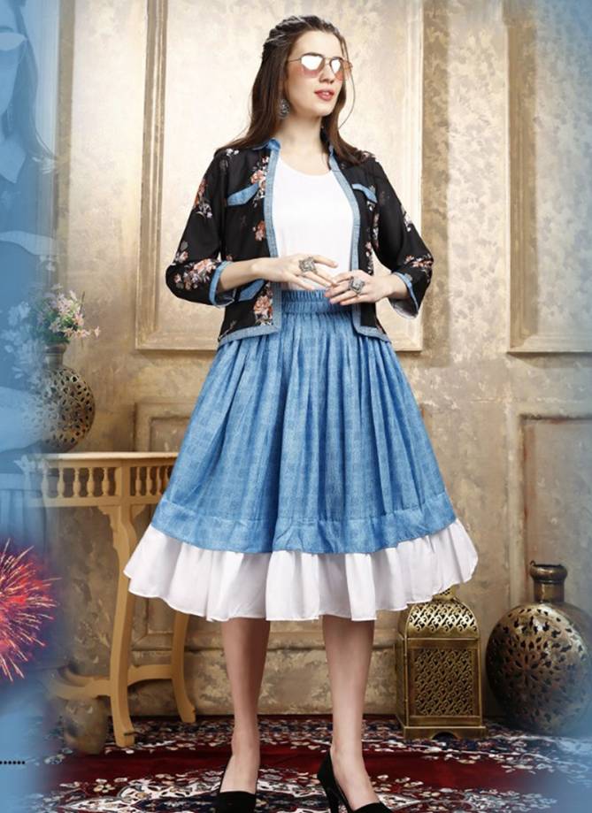 FENEE WESTERN Party Wear Designer Coati Inner Skirt Poli Rayon Cotton Stylish 3 Piece Collection